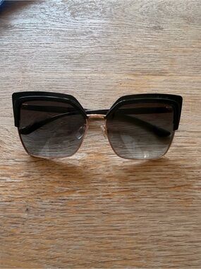 Dolce & Gabbana Black and Gold Oversized Square Sunglasses